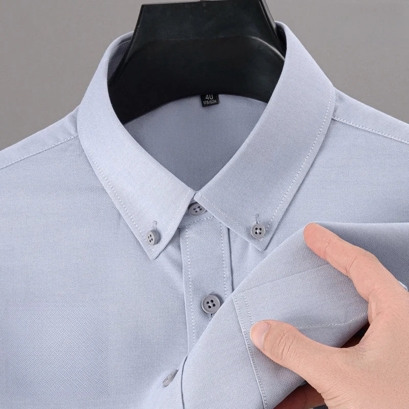 New Quality Anti-Wrinkle Men Shirt Long Sleeves Dress Shirts For Men Slim Fit Camisa Social Business Blouse White Shirt S-4XL