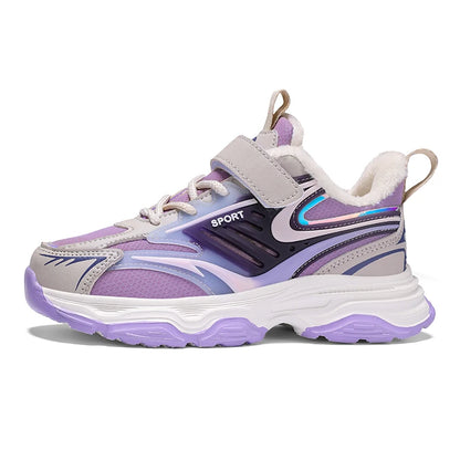 Children Winter Leather Cotton Shoes Boys Waterproof Warm Running Shoes Kids Outdoor Casual Shoes Warm Sports Shoes for Girls