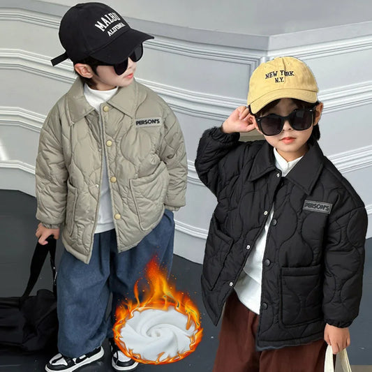 Boys Fleece Jackets Children Girls Winter Down Coat Toddler Padded Warm Windproof Outwaer Kids Autumn Plus Velvet Clothes 3-10Y