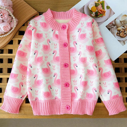 Girls' sweater jacket, autumn and winter new style, thickened and fashionable, girls' knitted sweater, children's top