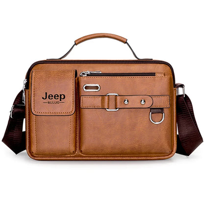 JEEP BULUO Multi-function Business Handbags Men New Man's Shoulder Bags Large Capacity Leather Messenger Bag Crossbody Big Brand