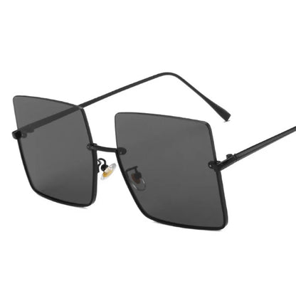 Fashion Oversized Square Sunglasses Women Brand Retro Big Frame Sun Glasses Female Metal Semi-Rimless Designer Oculos De Sol