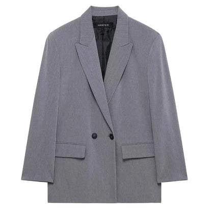 TRAF Blazers For Women Black Gray Long Blazer Woman Office Wear Long Sleeve Solid Blazer Oversized High Quality Women's Blazer