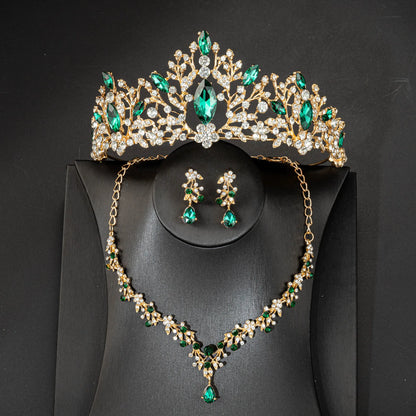 High Quality Fashion Crystal Wedding Bridal Jewelry Sets Women Bride Tiara Crowns Earring Necklace Wedding Jewelry Accessories