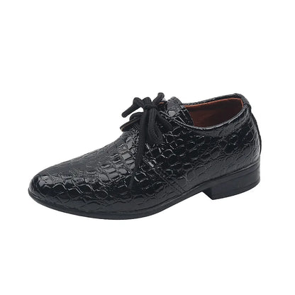 Boys Leather Shoes for Party Wedding Shows Catwalk Cool Lace-up Classic Kids Fashion Casual Shoes Loafers 2023 Children Dress PU