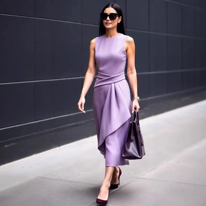 Summer Sleeveless Long Dresses For Women Elegant 2025 Fashion Office Lady Solid Color Bodycon Tank Maxi Dress Casual