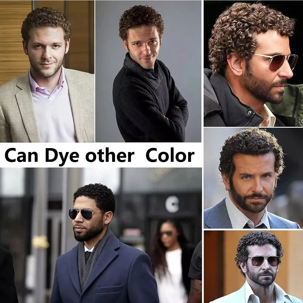 Short Curly Human Hair Wigs for Men Kinky Curly Hair Wigs for Man Short Pixie Cut Costume Male Wig Machine Made Wigs