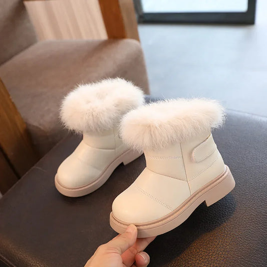 Children's Shoes 2025 Winter  Girls' Warm Cotton Boots Wholesale Rabbit Fur Soft Sole Boys' Baby Thick Snow Boots