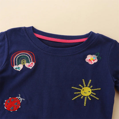 Jumping Meters 2-7T  Princess Girls Dresses Autumn Spring Animals Embroidery Cute Hot Selling Kids Dresses