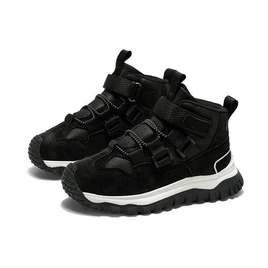 Winter Children Shoes Black Boy Boots Warm Luxury Kids Outdoor Shoes Sports Sneaker PU Leather Non-slip Boys Ankle Boots
