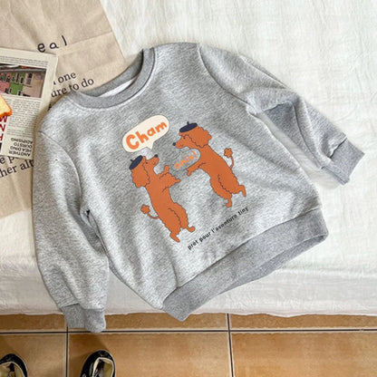 2024 winter warm sweaters for girls fleece thicken kids sweatshirts cartoon tops toddler boys clothing