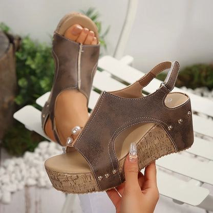 2025 New Women's Summer Sandals, Non Slip Walking Shoes, Wearing Wedge Heels, Party Slippers, and Women's Shoes.