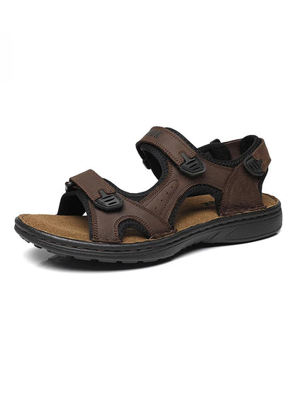 First-Layer Cowhide Men's Sports Sandals, Open-Toe Outdoor 防滑 Sandals, Casual Men's Shoes, Outdoor Fashion Beach Shoes, Li