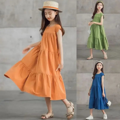 Fashion Summer Kids Girls Dress 2024 Children Loose Dress Casual Beach Dresses For Girl Teen Princess Vestido 8 10 12 14 Year