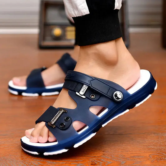 2025 Summer Sandals  Men Slippers Outdoor Beach Casual Shoes Zapatos De Hombre Indoor Durable Anti Slip Peep Toe New