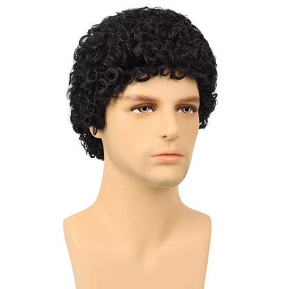 Short Curly Human Hair Wigs for Men Kinky Curly Hair Wigs for Man Short Pixie Cut Costume Male Wig Machine Made Wigs