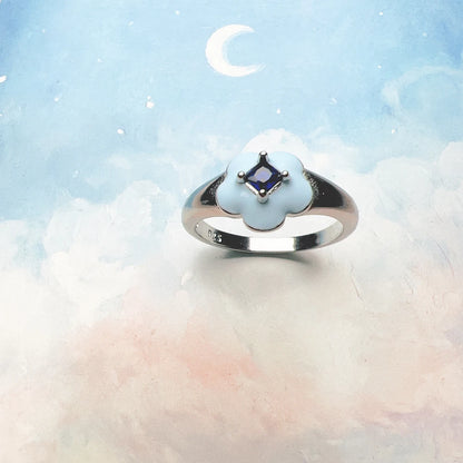 Ring Blue Flower Europe Style Fine Jewerly For Women Winter Brand New Trendy Gift In Real 925 Sterling Silver