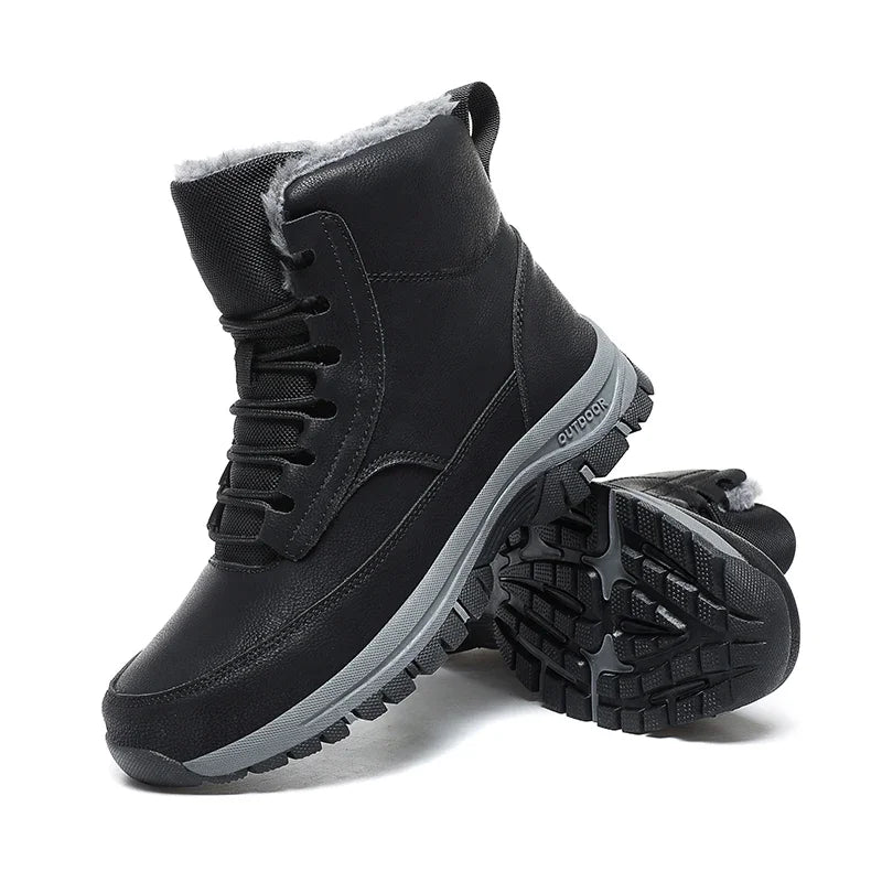 New Men Winter Snow Boots For Waterproof Leather Sneakers Super Warm Men's Boots Outdoor Male Hiking Boots Work Shoes Size 39-48