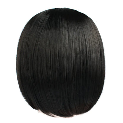 Wigs for Women Short Wavy Bob Black Wig with Bangs Synthetic Hair Wigs for Daily Heat Resistant Fiber Black Cosplay Party Wig