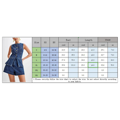 Women's Vintage Denim Casual Long Vest Tops Button-up Back Slit Sleeveless Pocket Slim Fits Waistcoat y2k Clothes Streetwear