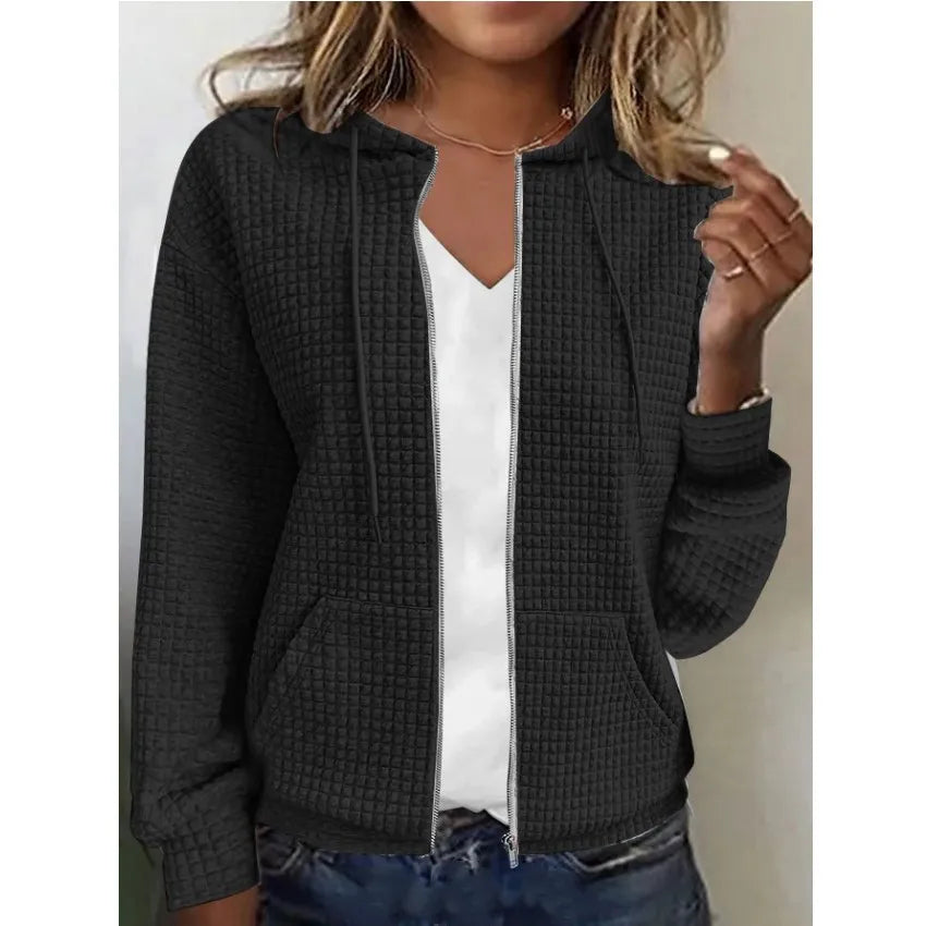 Women's Coats Zipper Hooded Cardigan Long Sleeve Sweater Jacket for Women