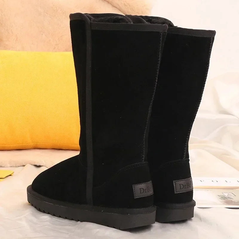 Women Classic Ladies Girls Winter Snow Boots 2024 Waterproof Warm Genuine Leather Fur Australia Plus Velvet Knee High  Winter