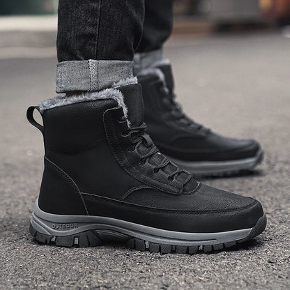 New Men Winter Snow Boots For Waterproof Leather Sneakers Super Warm Men's Boots Outdoor Male Hiking Boots Work Shoes Size 39-48
