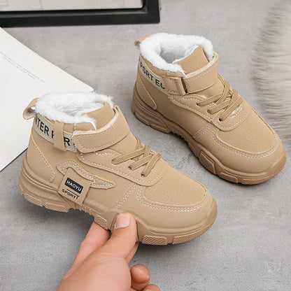 2025 Winter New Children's Boots Boys Plus Cashmere Thicken Warm Snow Boots Girls Fashion Non-slip Outdoor Boots Student Shoes