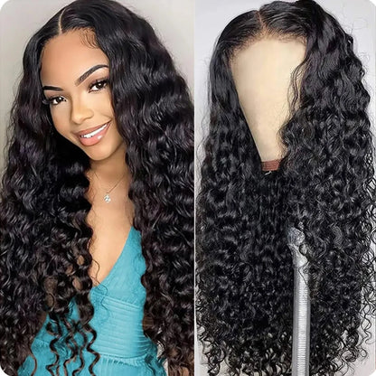 Glueless Water Wet and Wavy 13x4 Lace Closure Wigs Human Hair Lace Front Wig Human Hair Deep Wave Frontal Wigs For Black Women