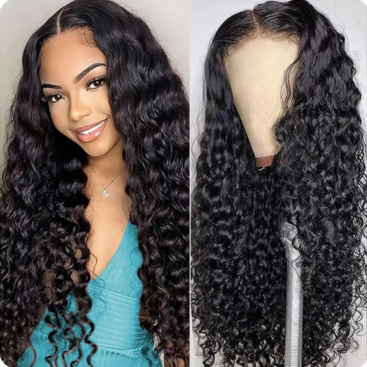 Glueless Water Wet and Wavy 13x4 Lace Closure Wigs Human Hair Lace Front Wig Human Hair Deep Wave Frontal Wigs For Black Women