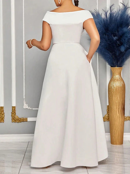 Off Shoulder Women's Summer Dress Solid Color Maxi Long Dresses Wedding Bridesmaid Elegant Party Dresses 2025 Woman Clothing
