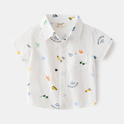 MILANCEL Summer Boys Clothes Cartoon Boys T shirts Turn Down Collar Kids Tee
