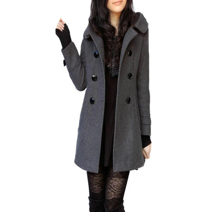 Chic Winter Coats and Jackets Women 2025 Winter Hooded Woolen Coat Wool Windbreaker Double-breasted Maxi Jacket Y2k Streetwear