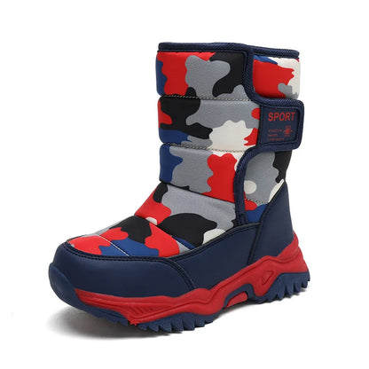 2025 Winter Children Shoes Plush Waterproof Fabric Non-Slip Girl Shoes Rubber Sole Snow Boots Fashion Warm Outdoor Boots