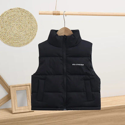 2-14 Years Winter Keep Warm Girls Vest Solid Color Thick Wastcoat For Kids Casual Children Birthday Present Down Coat