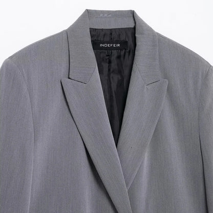TRAF Blazers For Women Black Gray Long Blazer Woman Office Wear Long Sleeve Solid Blazer Oversized High Quality Women's Blazer