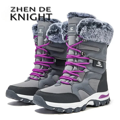 Winter Children's High Top Casual Snow Boots Boys And Girls Soft Bottom Non Slip Plush Thick Insulated Waterproof Cotton Shoes