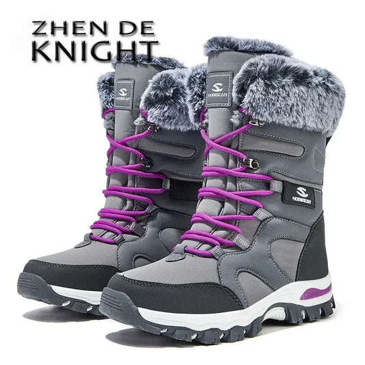 Winter Children's High Top Casual Snow Boots Boys And Girls Soft Bottom Non Slip Plush Thick Insulated Waterproof Cotton Shoes