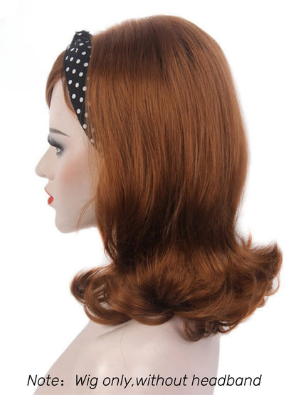 Light Brown Shoulder Wig 60s 70s 80s Beehive Wig For Retro Fancy Costume Party Cosplay Heat-Resistance Synthetic Fiber Reewes Wi