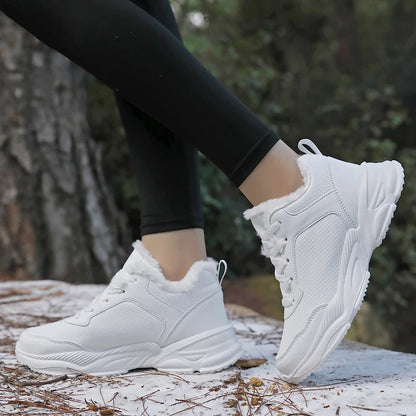 Women Snow Boots Comfortable Leather Boots For Winter 2024 Platform Ankle Boots Keep Warm Plush Winter Shoes Outdoor Short Boots