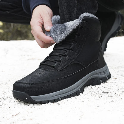 New Men Winter Snow Boots For Waterproof Leather Sneakers Super Warm Men's Boots Outdoor Male Hiking Boots Work Shoes Size 39-48