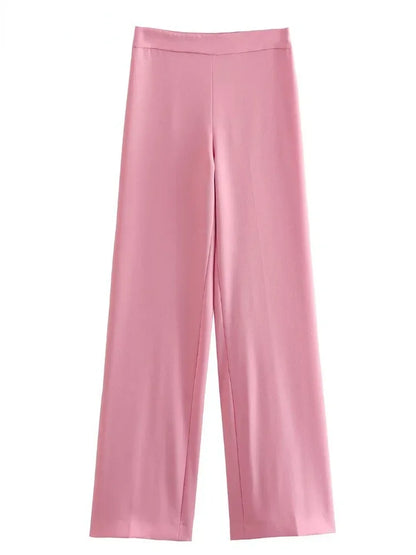 Women's Blazer New Spring Elegant Casual Office Lady Pink Jacket Coat Fashion High Waist Loose Wide Leg Trousers Pant Suit
