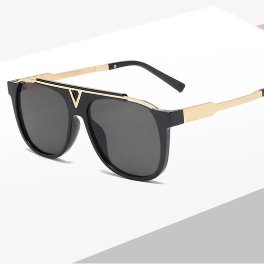 Popular Fashion Men Sunglasses Square Metal Combination Frame Anti-UV400 Lens