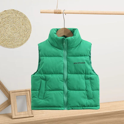 2-14 Years Winter Keep Warm Girls Vest Solid Color Thick Wastcoat For Kids Casual Children Birthday Present Down Coat
