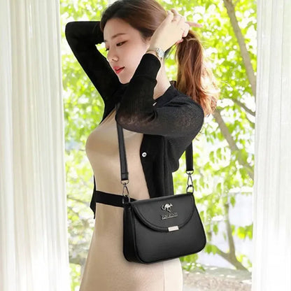 2024 New Fashionable Small Square Bag Middle Aged Mom and Grandma Shoulder Handbag Women Crossbody Soft Leather Texture Bag