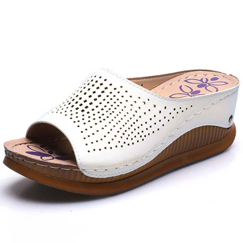 Summer Women Sandals New Fashion Open Toe Retro Breathable Womens Sandals Wedge Slip On Female Women Orthopedic Sandal Footwear