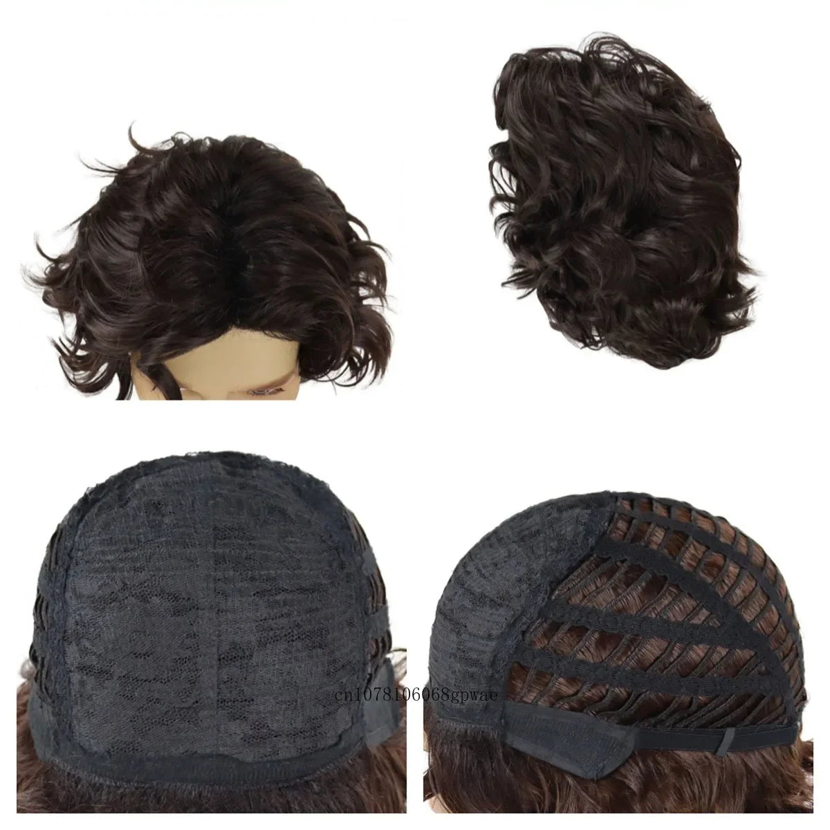 Short Curly Wig for Men Synthetic Layered Wavy Brown Wigs Cosplay Costume Daily Party Halloween Heat Resistant Natural Looking