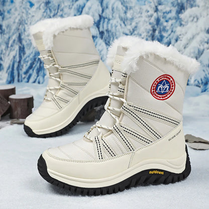 Winter Women Boots High Quality Plush Warm Snow Boots Lace-up Non Slip Comfortable Ankle Boots Outdoor Waterproof Hiking Boots