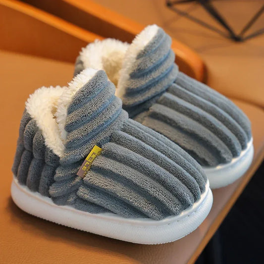 Children's Winter Plush Warm Slippers Kids Shoes Girls Boys Shoes Home Non-slip Snow Boots Student Cotton Shoes 1-10 Years
