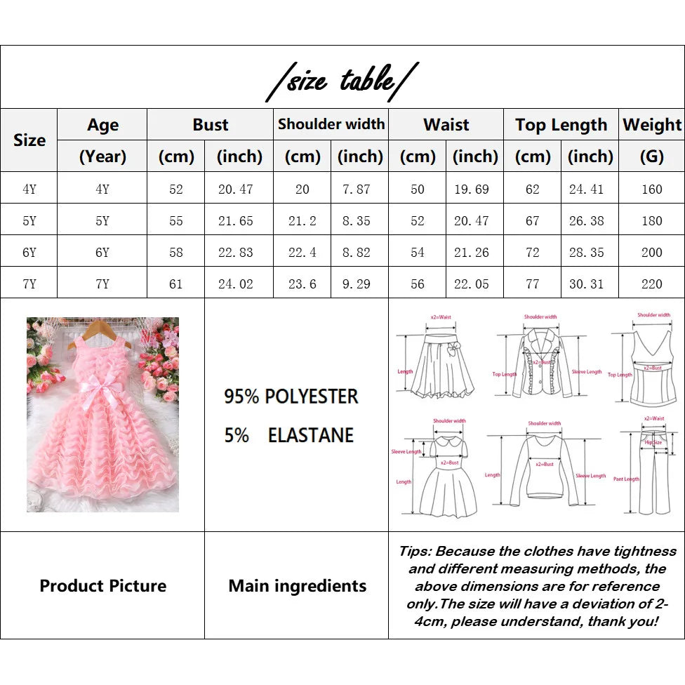Kids Girl Pink Dress Elegant Short Sleeve Floral Toddler Girls Summer Dresses Cute Fashion Sweet Children Dress 3 4 5 6 7 Yrs